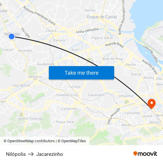 Nilópolis to Jacarezinho map