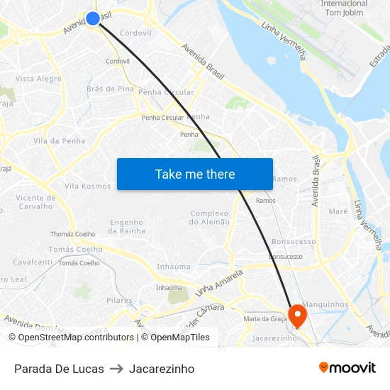 Parada De Lucas to Jacarezinho map