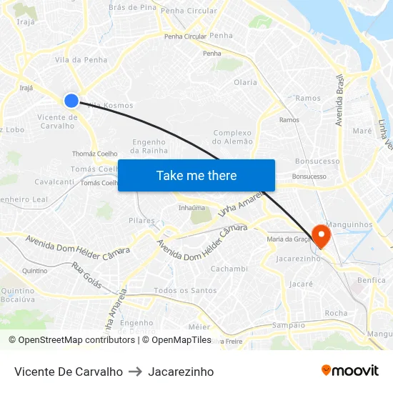 Vicente De Carvalho to Jacarezinho map