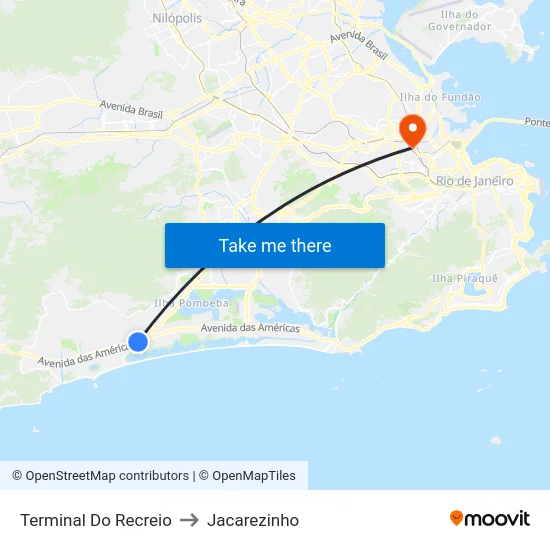 Terminal Do Recreio to Jacarezinho map