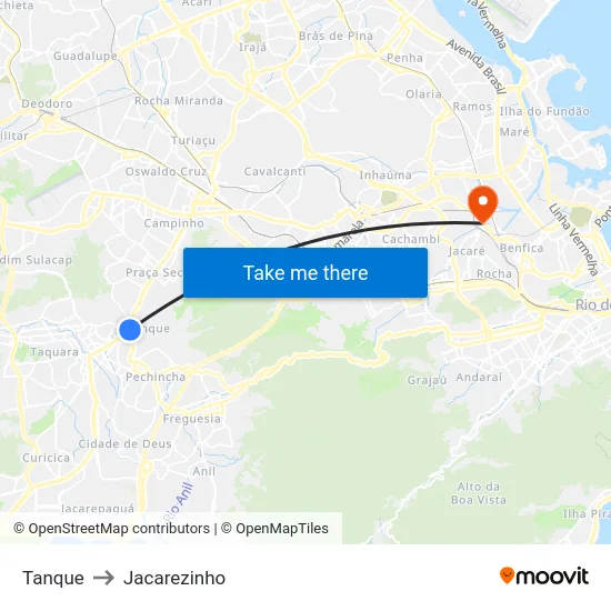 Tanque to Jacarezinho map