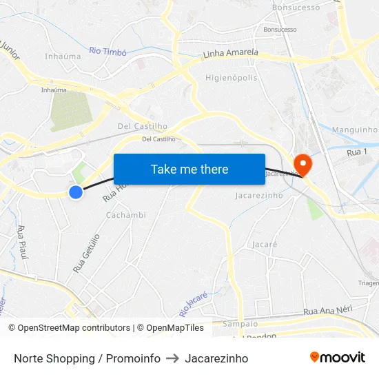 Norte Shopping / Promoinfo to Jacarezinho map