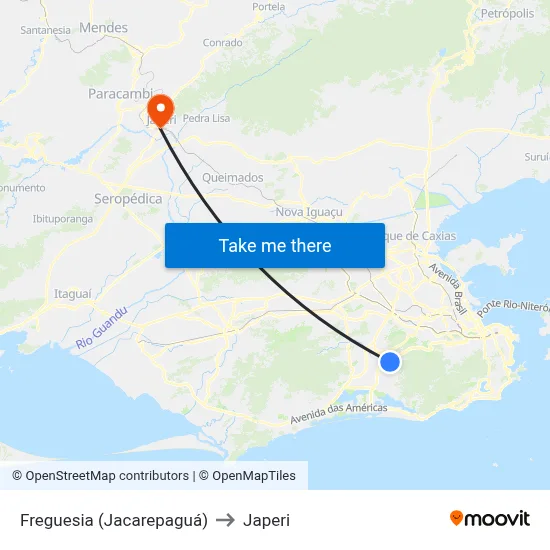 Freguesia (Jacarepaguá) to Japeri map