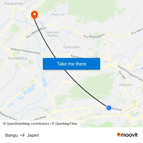 Bangu to Japeri map