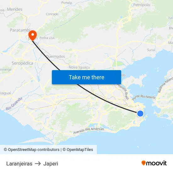Laranjeiras to Japeri map