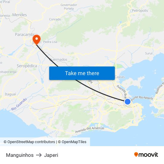 Manguinhos to Japeri map