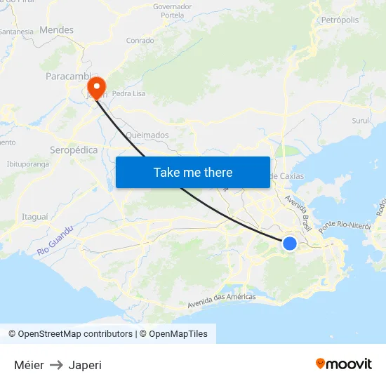 Méier to Japeri map