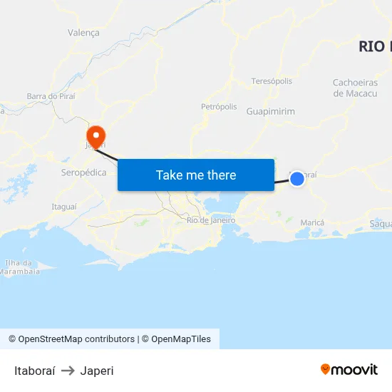 Itaboraí to Japeri map