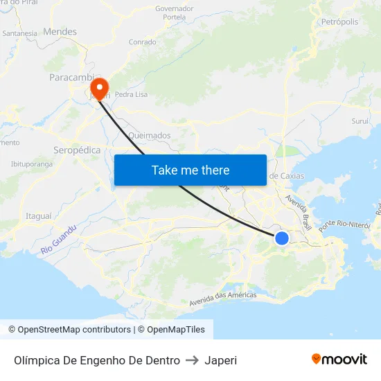 Olímpica De Engenho De Dentro to Japeri map