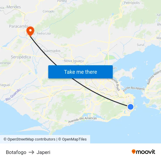 Botafogo to Japeri map