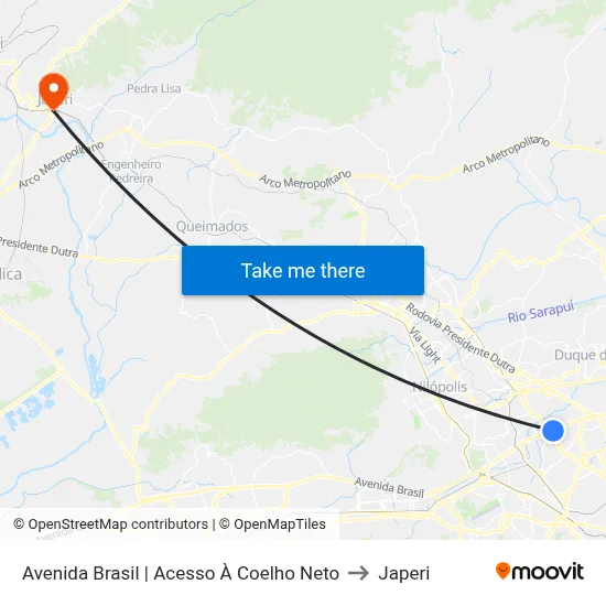 Avenida Brasil | Acesso À Coelho Neto to Japeri map