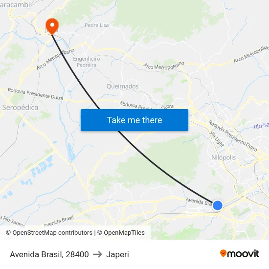 Avenida Brasil, 28400 to Japeri map