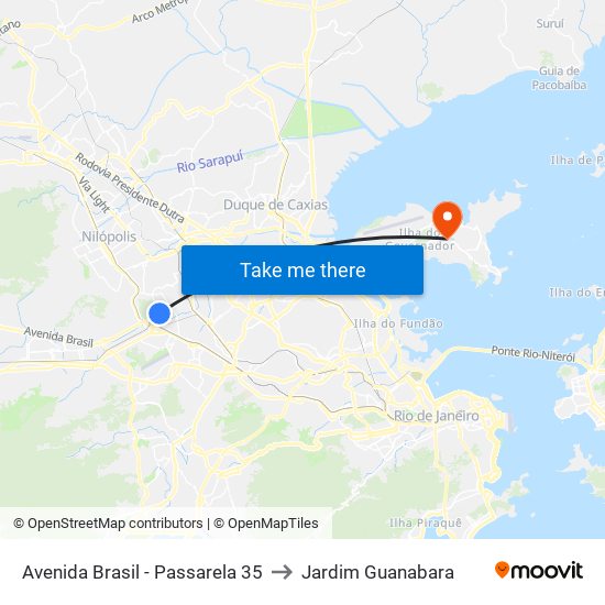 Avenida Brasil - Passarela 35 to Jardim Guanabara map