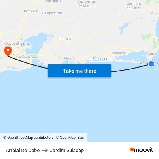 Arraial Do Cabo to Jardim Sulacap map