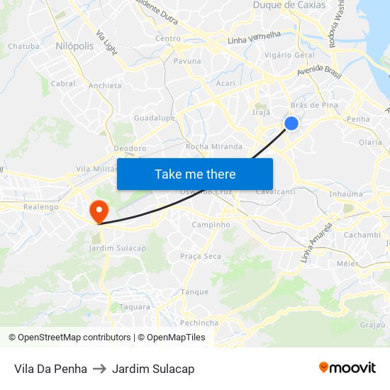 Vila Da Penha to Jardim Sulacap map