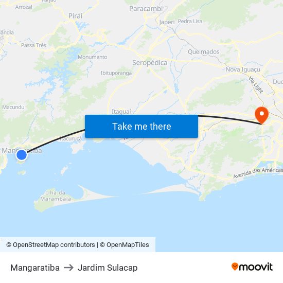 Mangaratiba to Jardim Sulacap map