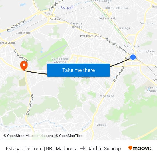 Estação De Trem | BRT Madureira to Jardim Sulacap map