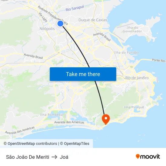 São João De Meriti to Joá map