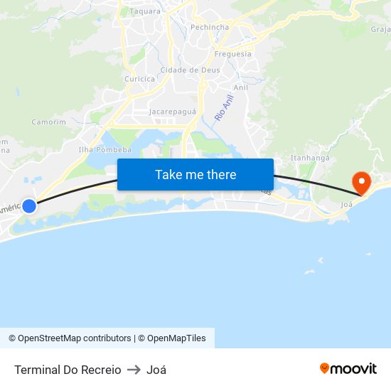 Terminal Do Recreio to Joá map