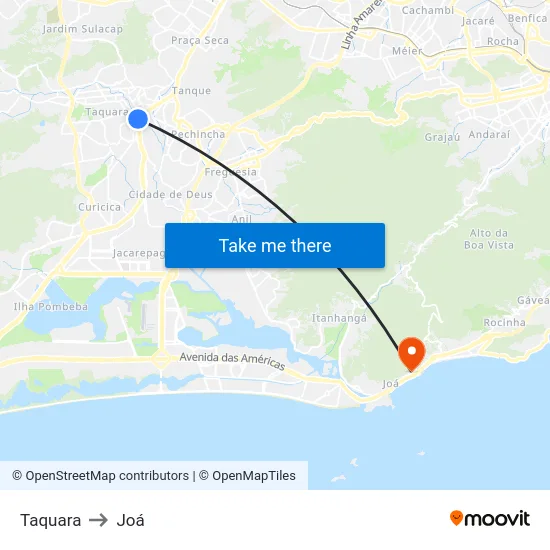Taquara to Joá map