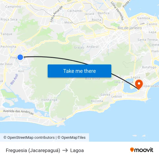 Freguesia (Jacarepaguá) to Lagoa map