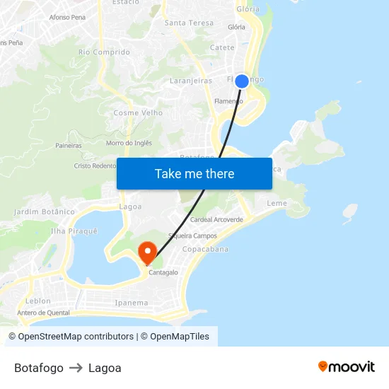 Botafogo to Lagoa map