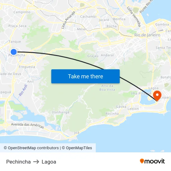Pechincha to Lagoa map