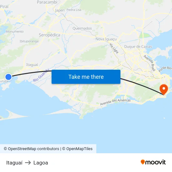 Itaguaí to Lagoa map