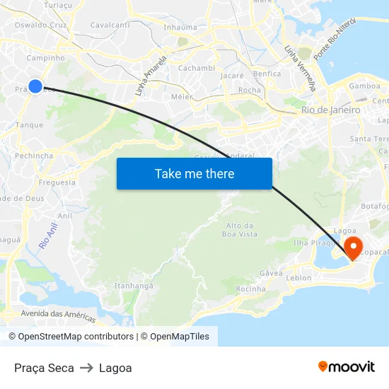 Praça Seca to Lagoa map