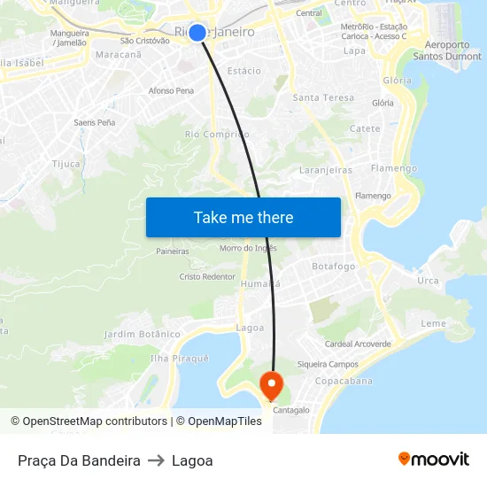 Praça Da Bandeira to Lagoa map