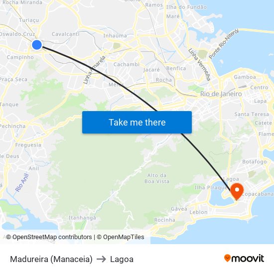Madureira (Manaceia) to Lagoa map