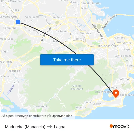 Madureira (Manaceia) to Lagoa map