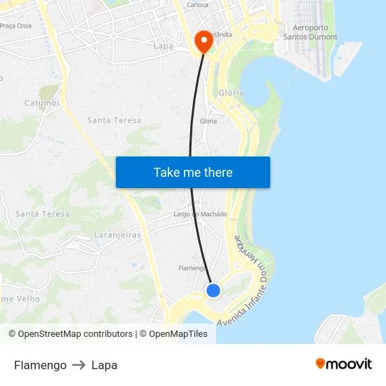 Flamengo to Lapa map