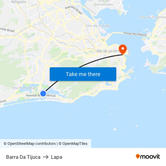 Barra Da Tijuca to Lapa map