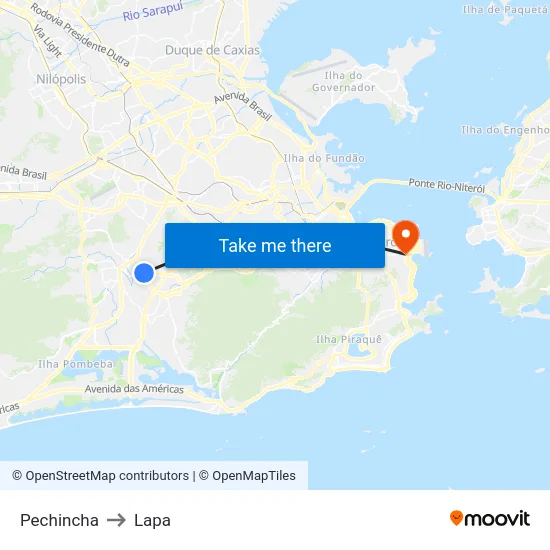 Pechincha to Lapa map