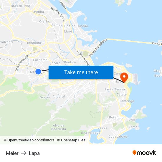 Méier to Lapa map