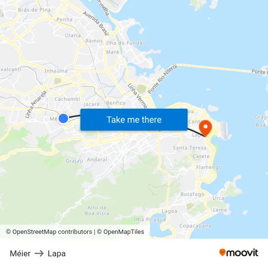 Méier to Lapa map