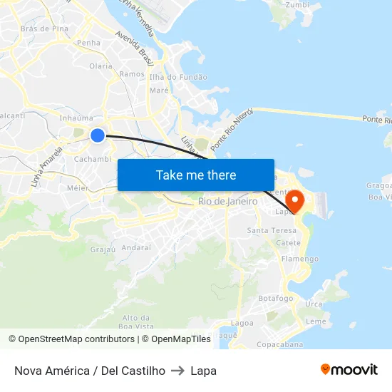 Nova América / Del Castilho to Lapa map