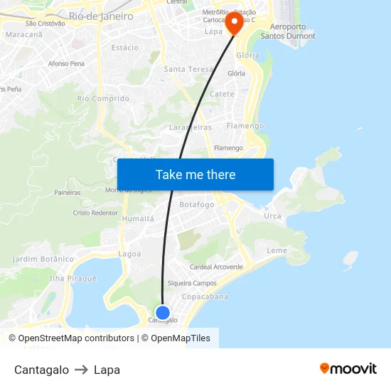 Cantagalo to Lapa map