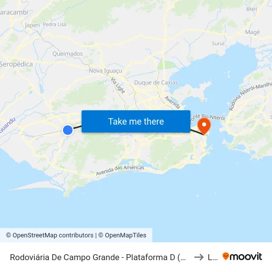Rodoviária De Campo Grande - Plataforma D (Campo Grande E Jabour - Executivo) to Lapa map