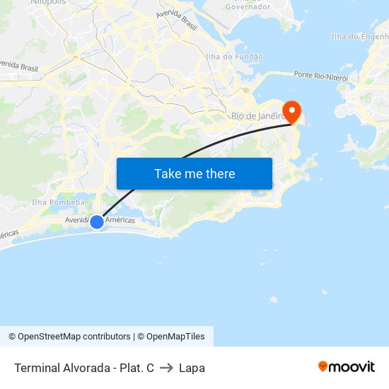 Terminal Alvorada - Plat. C to Lapa map