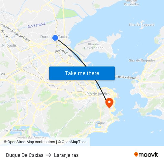 Duque De Caxias to Laranjeiras map