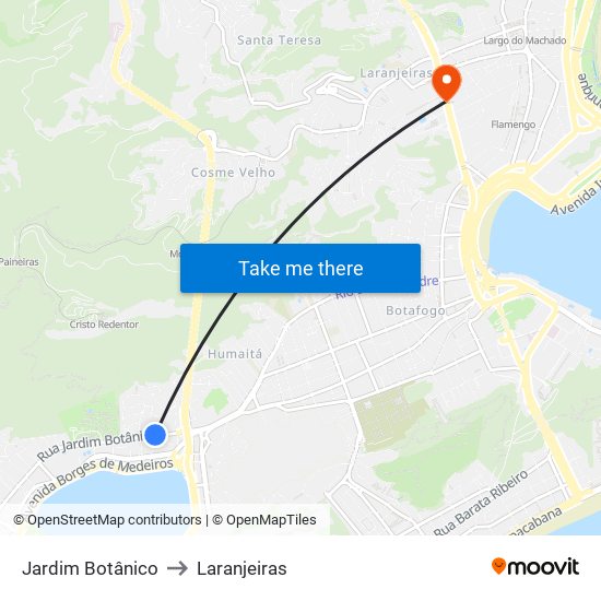 Jardim Botânico to Laranjeiras map