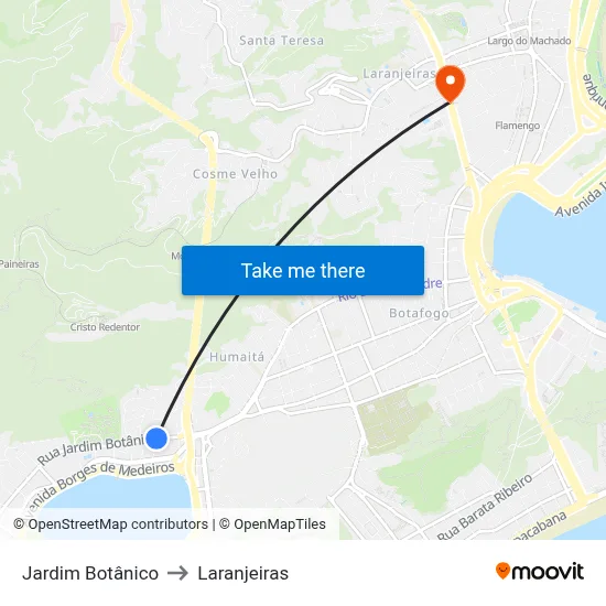 Jardim Botânico to Laranjeiras map