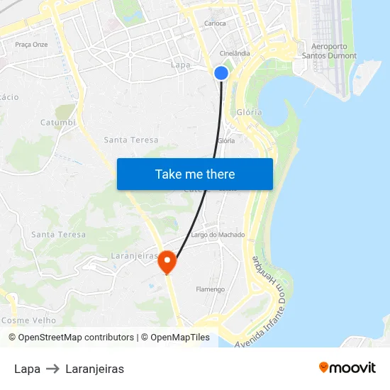 Lapa to Laranjeiras map