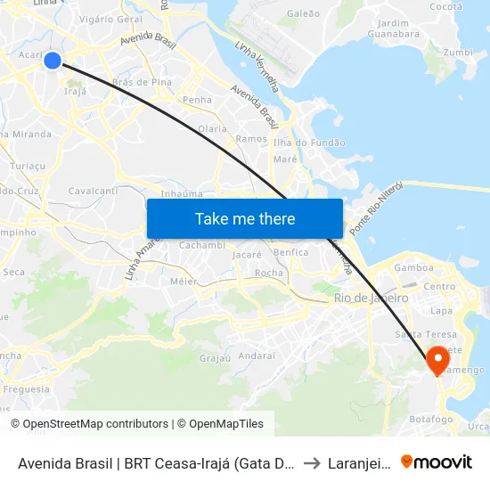Avenida Brasil | BRT Ceasa-Irajá (Gata De Irajá) to Laranjeiras map