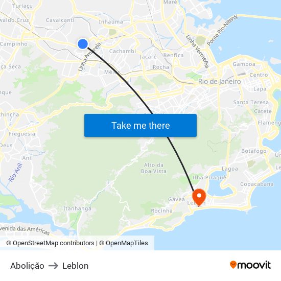 Abolição to Leblon map