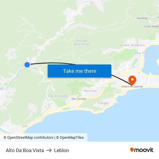Alto Da Boa Vista to Leblon map