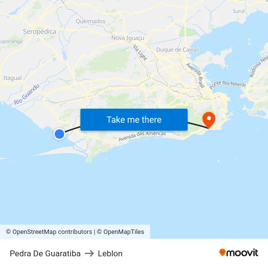 Pedra De Guaratiba to Leblon map