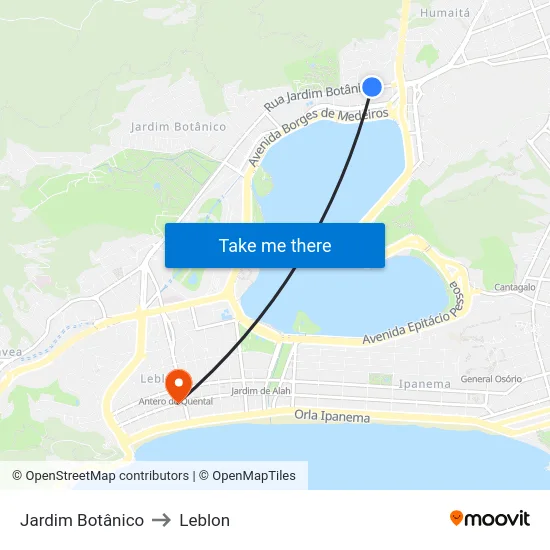 Jardim Botânico to Leblon map